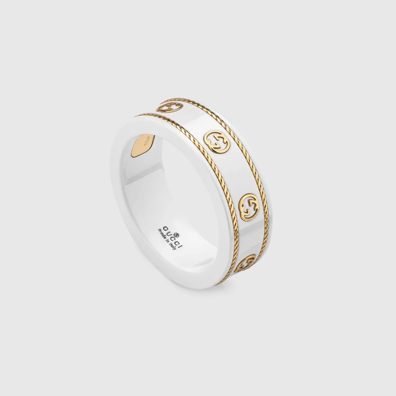 Gucci GG Marmont Black Gold Ceramic Chain Border Ring 5