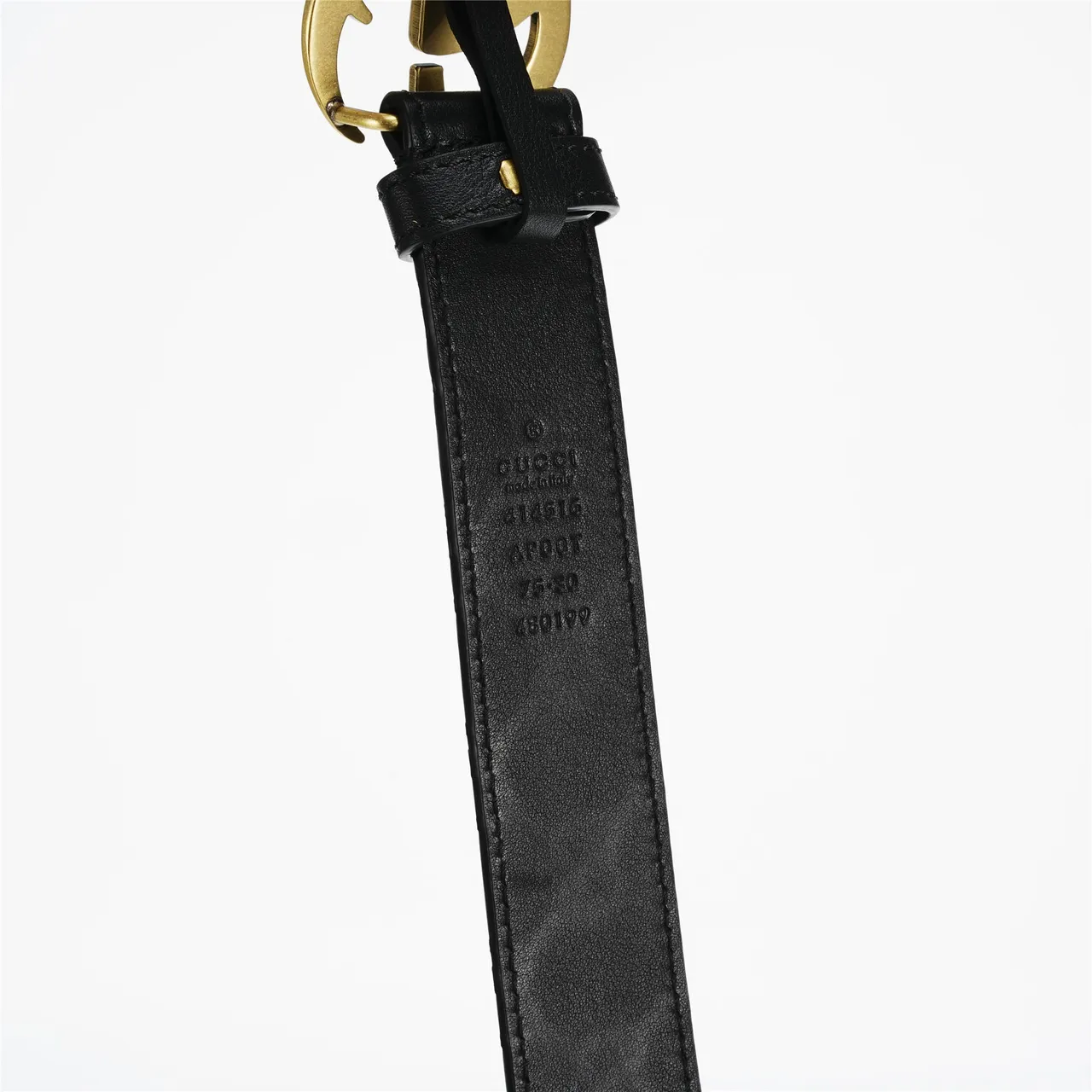 Ceinture en cuir Gucci GG Marmont noir et or avec boucle Interlocking G 7