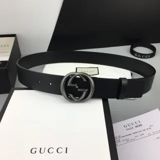 Gucci GG Marmont 黑色皮革腰带