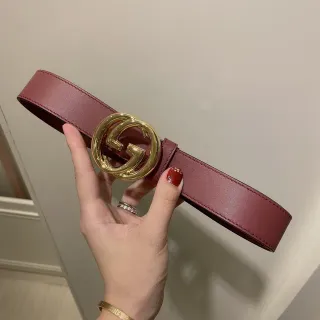 Gucci GG Marmont Burgundy Leather Belt
