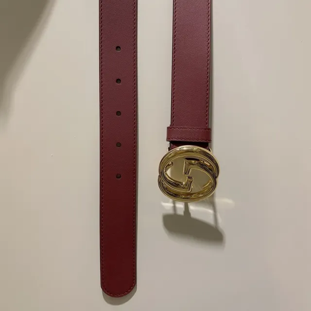 Gucci GG Marmont 酒红色皮革腰带 3