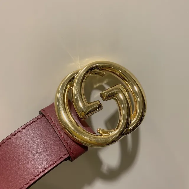 Gucci GG Marmont 酒红色皮革腰带 6
