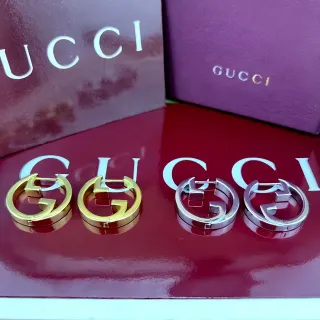 Gucci GG Marmont Ouro/Prata Interlocking G Logo Aros Circulares