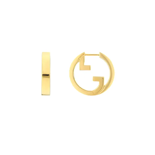Gucci GG Marmont ذهبي/فضي Interlocking G Logo أقراط حلق دائرية 7
