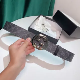 Gucci GG Marmont Cinto de couro cinza Monograma