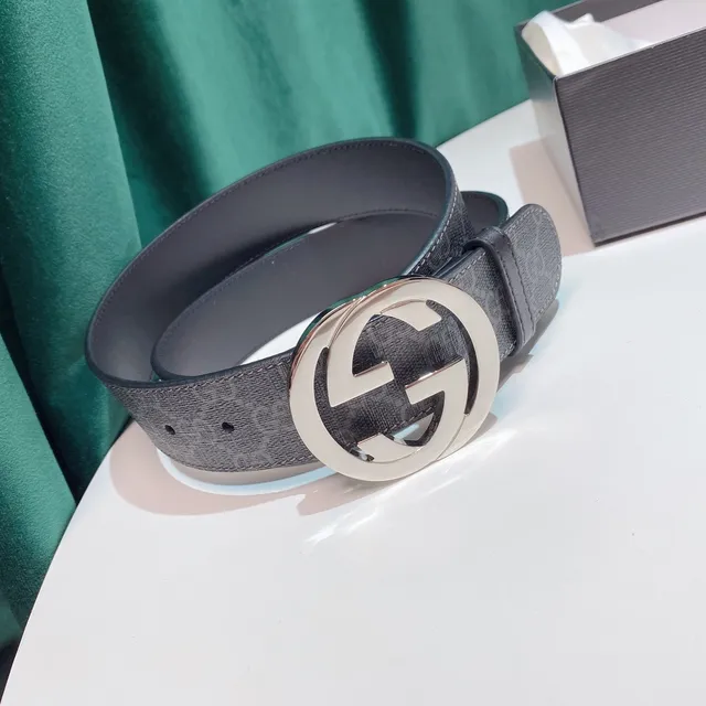 Gucci GG Marmont Gray Monogram Leather Belt 7