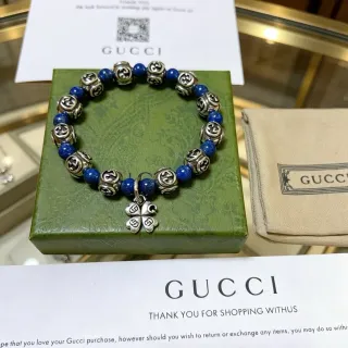 Gucci GG Marmont 拉碧松石和银色调串珠手链
