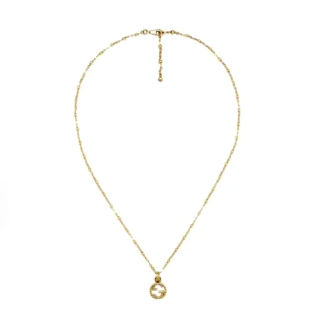 Gucci GG Marmont colgante oro plata Interlocking G Logo Textured Bezel collar 8