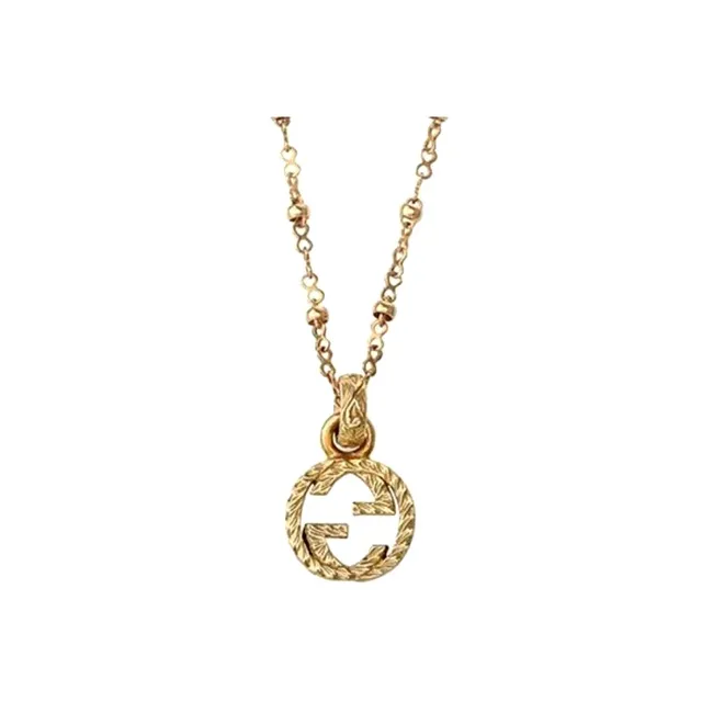 Gucci GG Marmont colgante oro plata Interlocking G Logo Textured Bezel collar 9