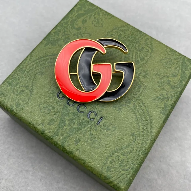 গুসি GG মার্মন্ট গোলাপী কালো গোল্ড-টোন চেইন এনামেল ডাবল-জি পেন্ডেন্ট নেকলেস 3