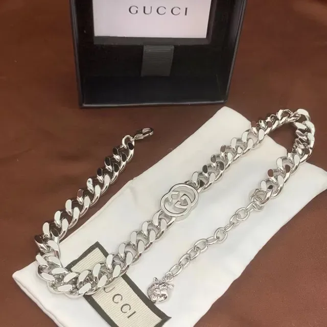 Gucci GG Marmont Collier Chaîne Curb Argentée 4