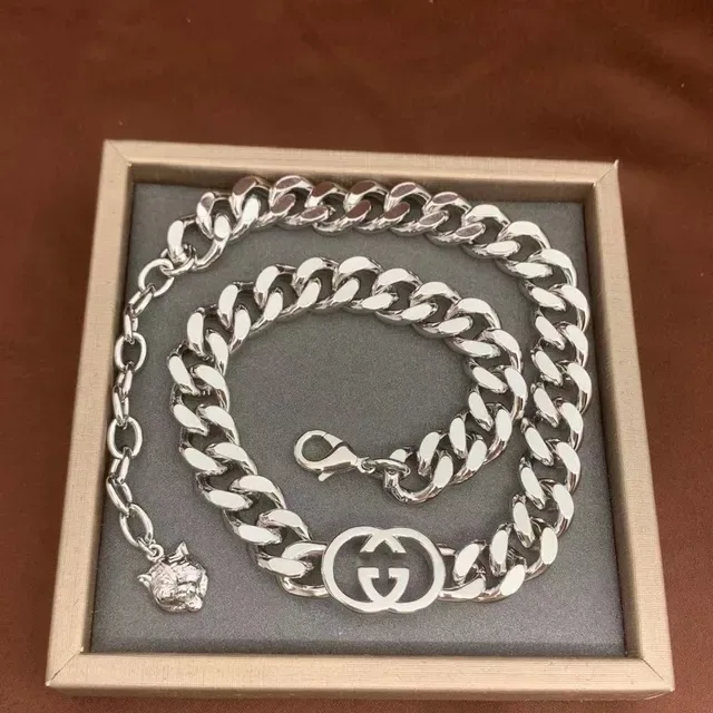 Gucci GG Marmont Collier Chaîne Curb Argentée 7