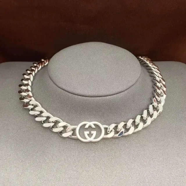 Gucci GG Marmont Collier Chaîne Curb Argentée 9