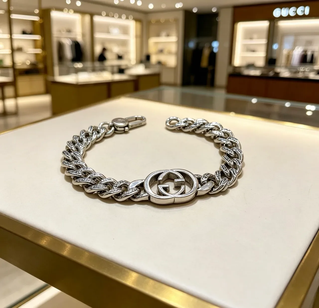 Gucci GG Marmont Silver-Tone Curb-Link Bracelet 4