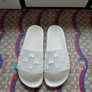 Gucci GG Marmont Slide 白色橡胶拖鞋