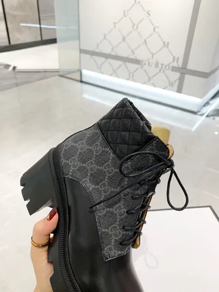 Gucci GG Monogram Quilted Collar Chunky Lug Sole Ankle Boot 3