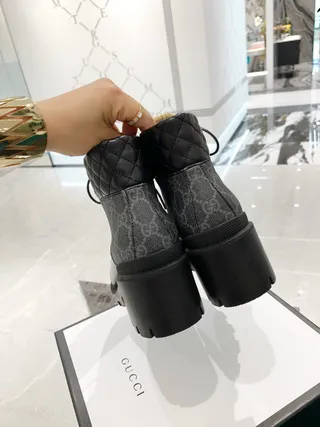 Gucci GG Monogram Quilted Collar Chunky Lug Sole Ankle Boot 4