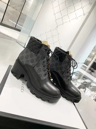 Gucci GG Monogram Quilted Collar Chunky Lug Sole Ankle Boot 5