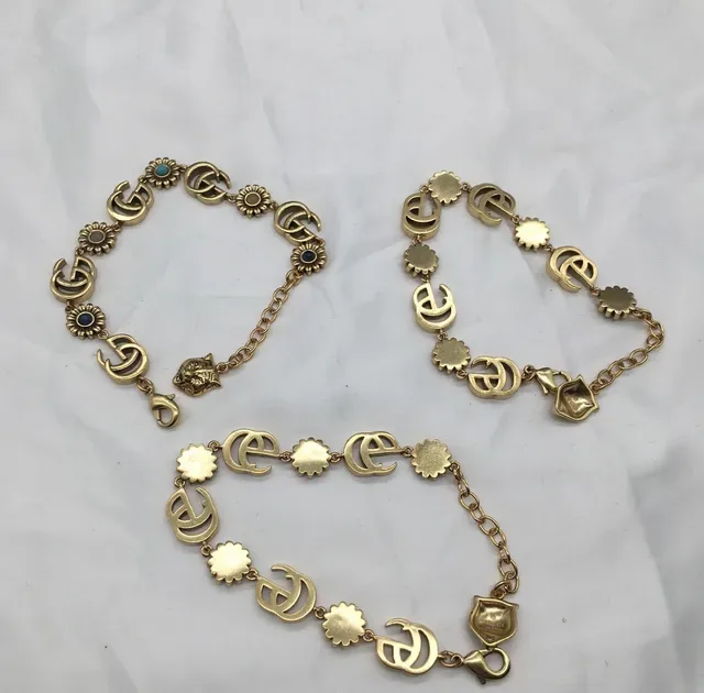 Gucci সোনা নীল ধাতু Interlocking GG লিংকস ব্রেসলেট 4
