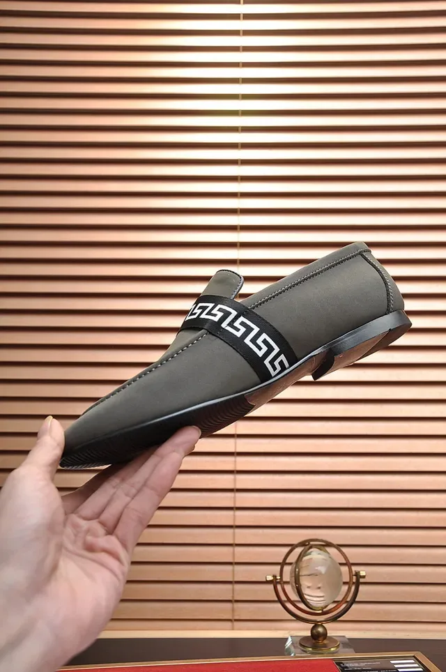 Gucci Greca Loafer Olive Gray Leather Loafers 6