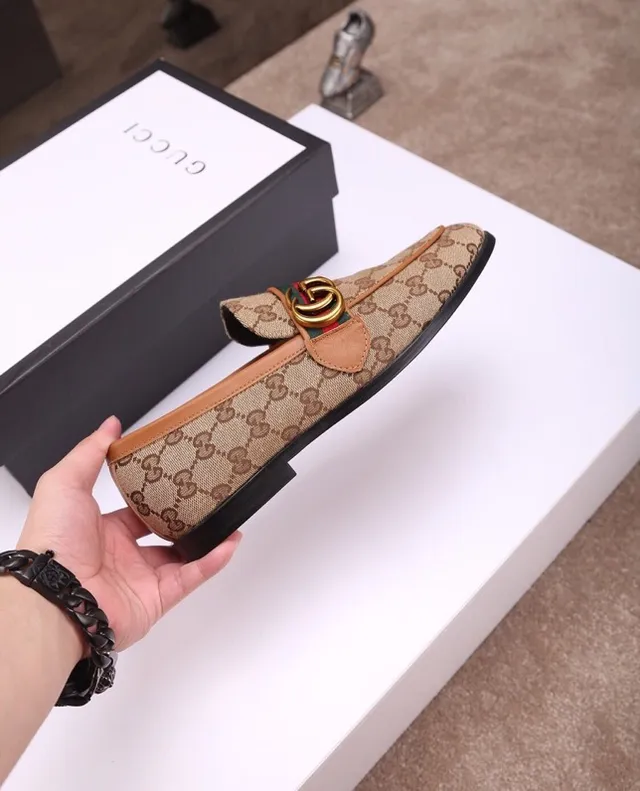 Gucci Horsebit 1955 Beige GG Monogram Loafers 7