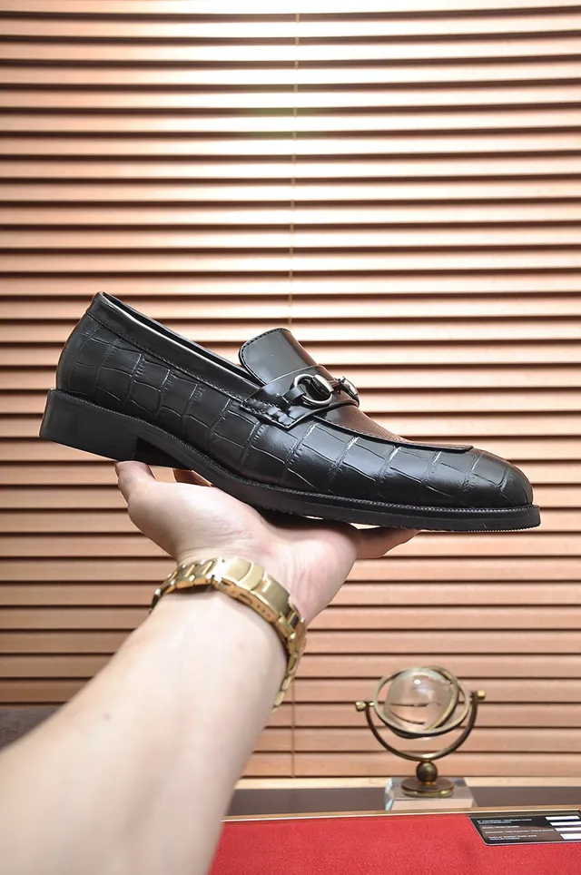 Gucci Horsebit 1955 Black Croc-Embossed Leather Loafers 3