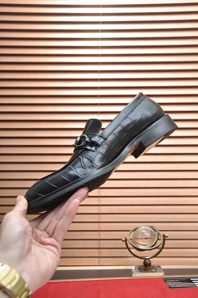 Gucci Horsebit 1955 Black Croc-Embossed Leather Loafers 4
