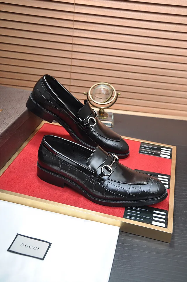 Gucci Horsebit 1955 Black Croc-Embossed Leather Loafers 5