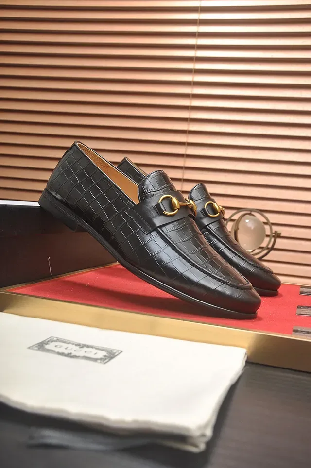 Gucci Horsebit 1955 Black Croc-Embossed Leather Loafers 3
