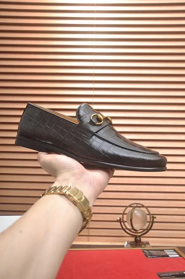 Gucci Horsebit 1955 Black Croc-Embossed Leather Loafers 4
