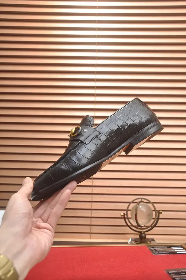 Gucci Horsebit 1955 Black Croc-Embossed Leather Loafers 5