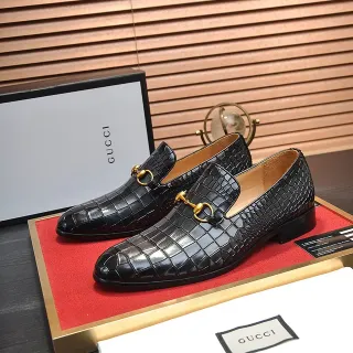 Gucci Horsebit 1955 কালো কুমিরের দাগানো চামড়ার লোফার