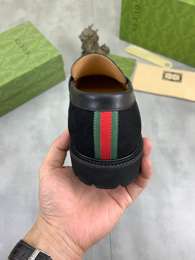 Gucci Horsebit 1955 Preto GG Monogram Camurça Loafer 3