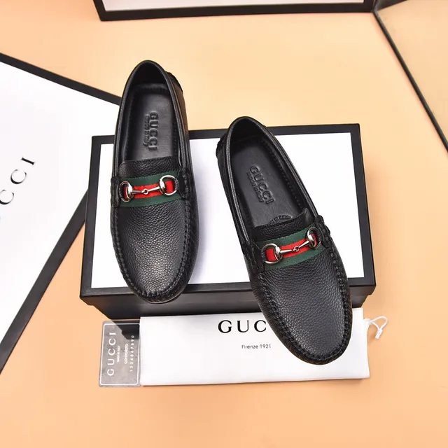 Gucci Horsebit 1955 Noir Vert Cuir Grainé Boucle Loafer 2