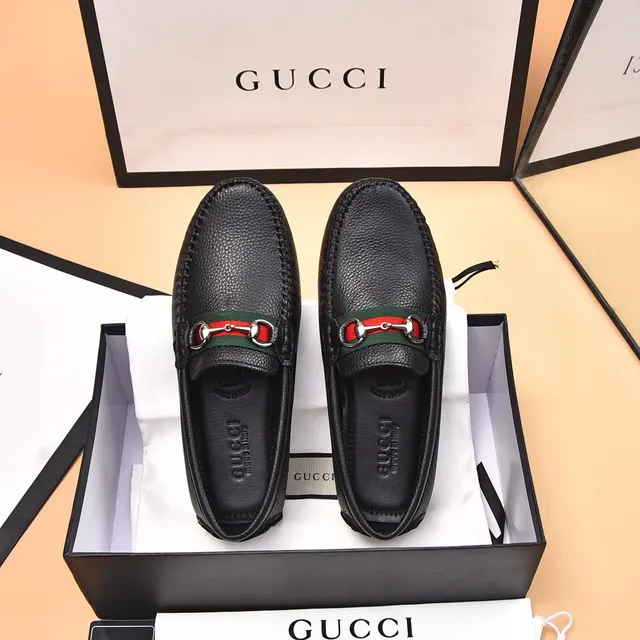 Gucci Horsebit 1955 Noir Vert Cuir Grainé Boucle Loafer 3