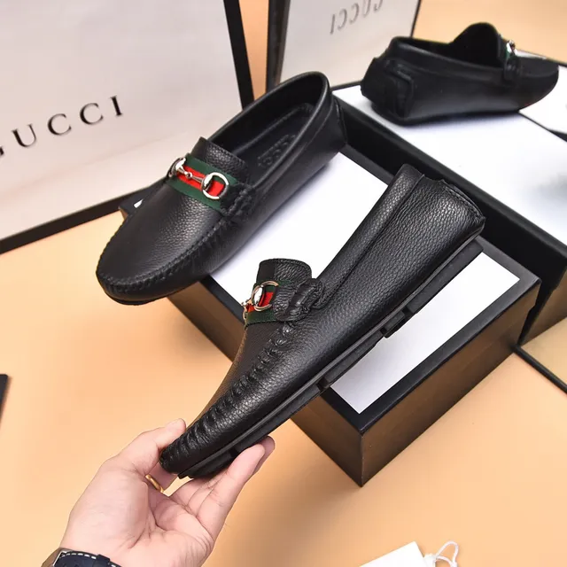 Gucci Horsebit 1955 Noir Vert Cuir Grainé Boucle Loafer 4