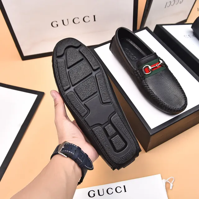 Gucci Horsebit 1955 Noir Vert Cuir Grainé Boucle Loafer 7