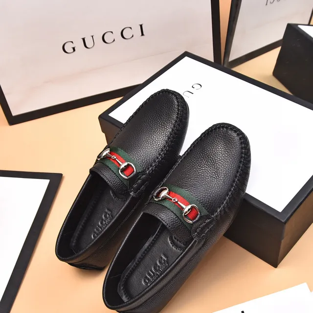 Gucci Horsebit 1955 Noir Vert Cuir Grainé Boucle Loafer 8