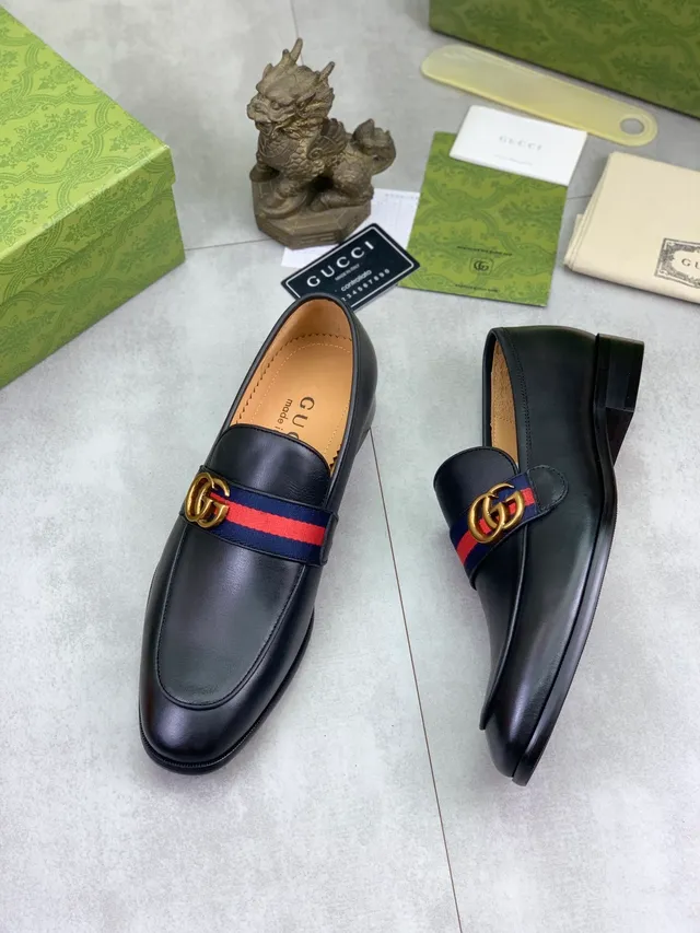 Gucci Horsebit 1955 Black Leather Web Stripe Loafer 5