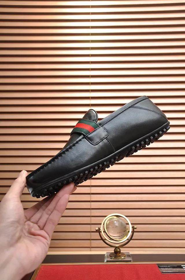 Gucci Horsebit 1955 Black Leather Web Stripe Loafer 6
