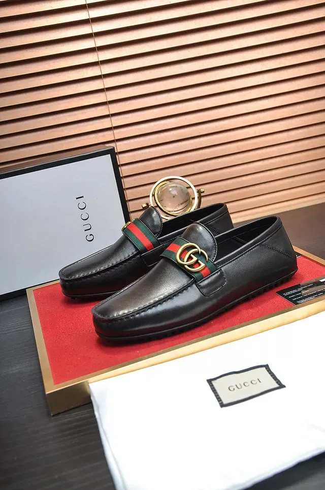 Gucci Horsebit 1955 Black Leather Web Stripe Loafer 7