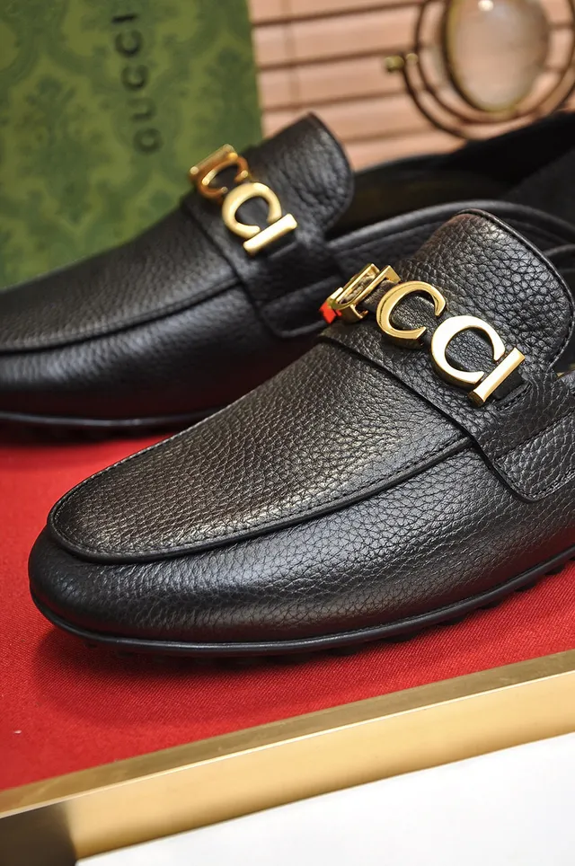 Gucci Horsebit 1955 কালো দানা চামড়া সোনার Horsebit লুফার 3