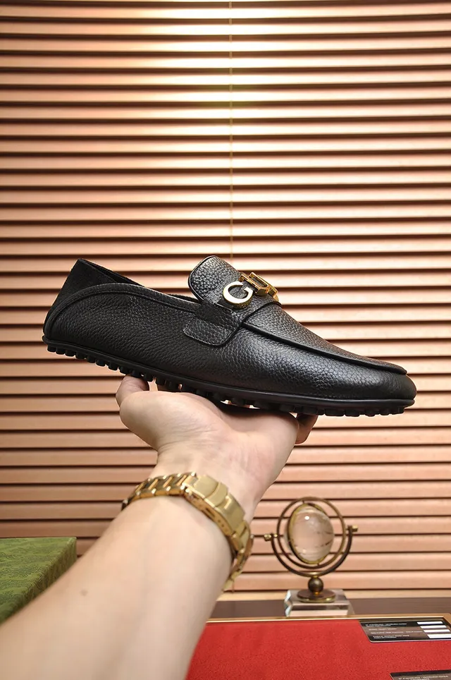 Gucci Horsebit 1955 কালো দানা চামড়া সোনার Horsebit লুফার 7