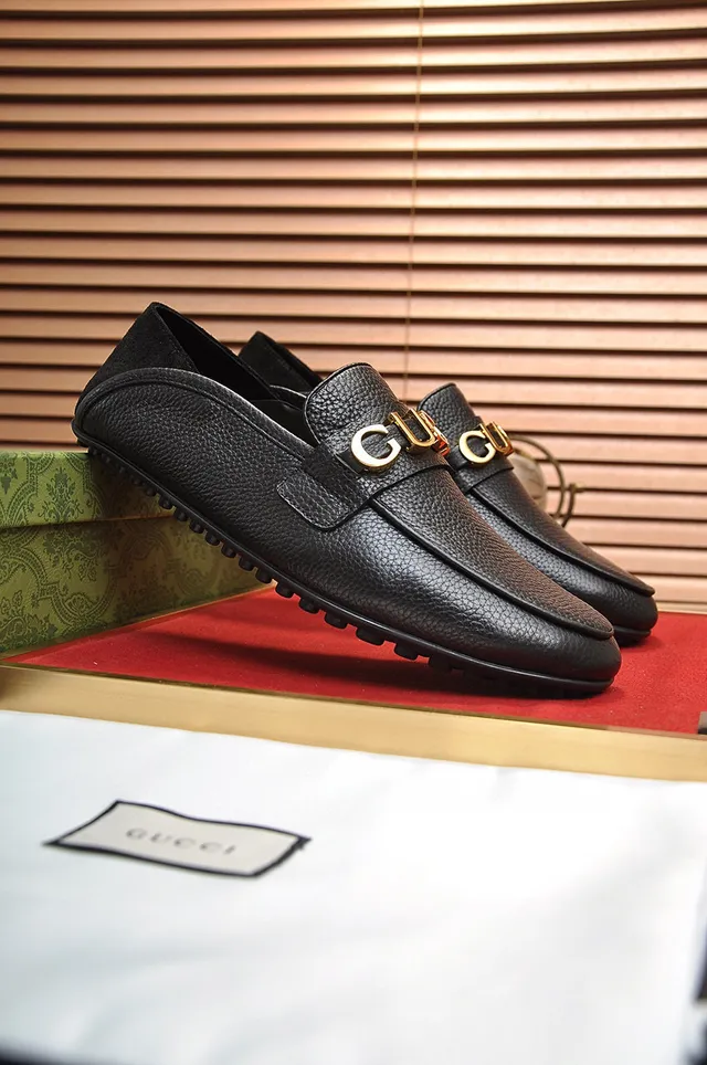 Gucci Horsebit 1955 কালো দানা চামড়া সোনার Horsebit লুফার 9