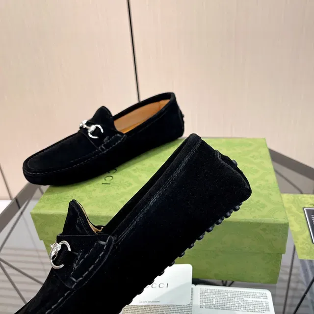 Gucci Horsebit 1955 Black Suede Loafers 6