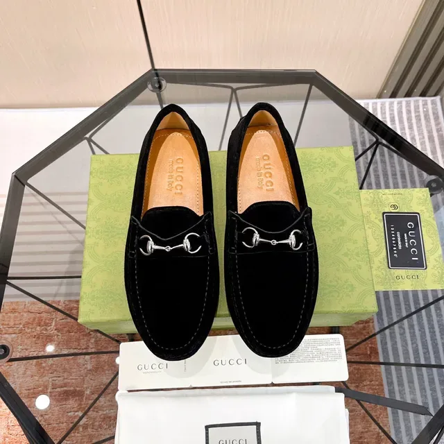Gucci Horsebit 1955 Black Suede Loafers 8