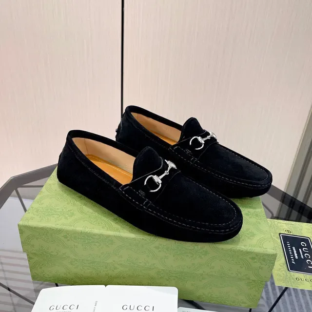 Gucci Horsebit 1955 Black Suede Loafers 9