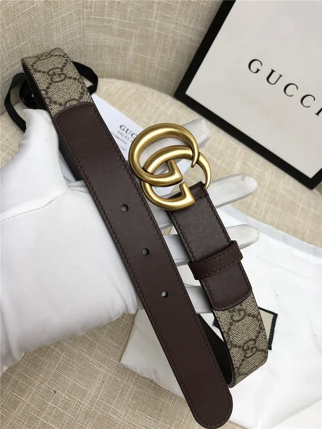 Gucci Horsebit 1955 棕色 金色 interlocking GG 扣环 Monogram 帆布 皮革 腰带 4