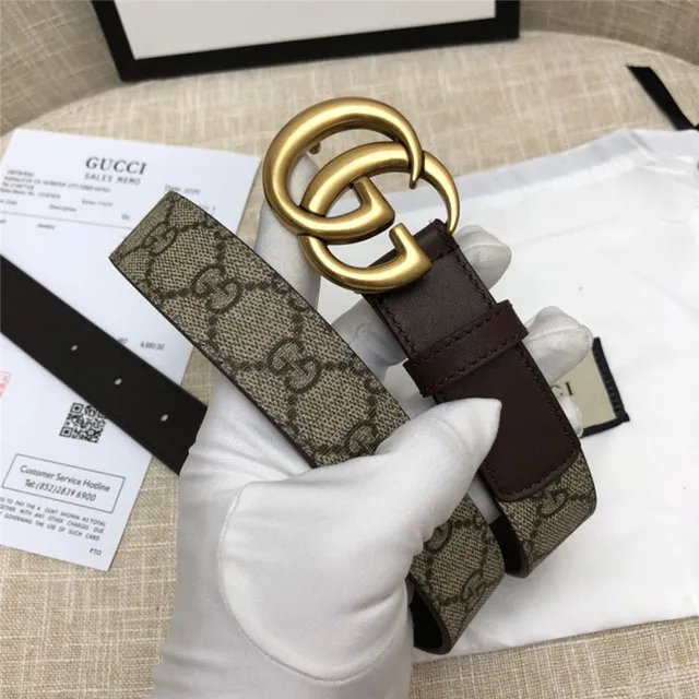 Gucci Horsebit 1955 棕色 金色 interlocking GG 扣环 Monogram 帆布 皮革 腰带 7