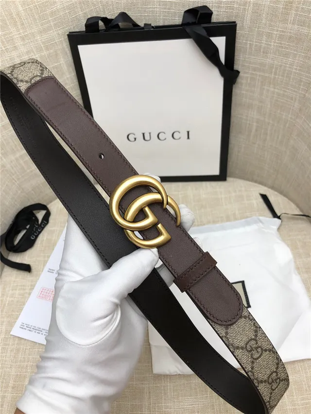 Gucci Horsebit 1955 棕色 金色 interlocking GG 扣环 Monogram 帆布 皮革 腰带 8